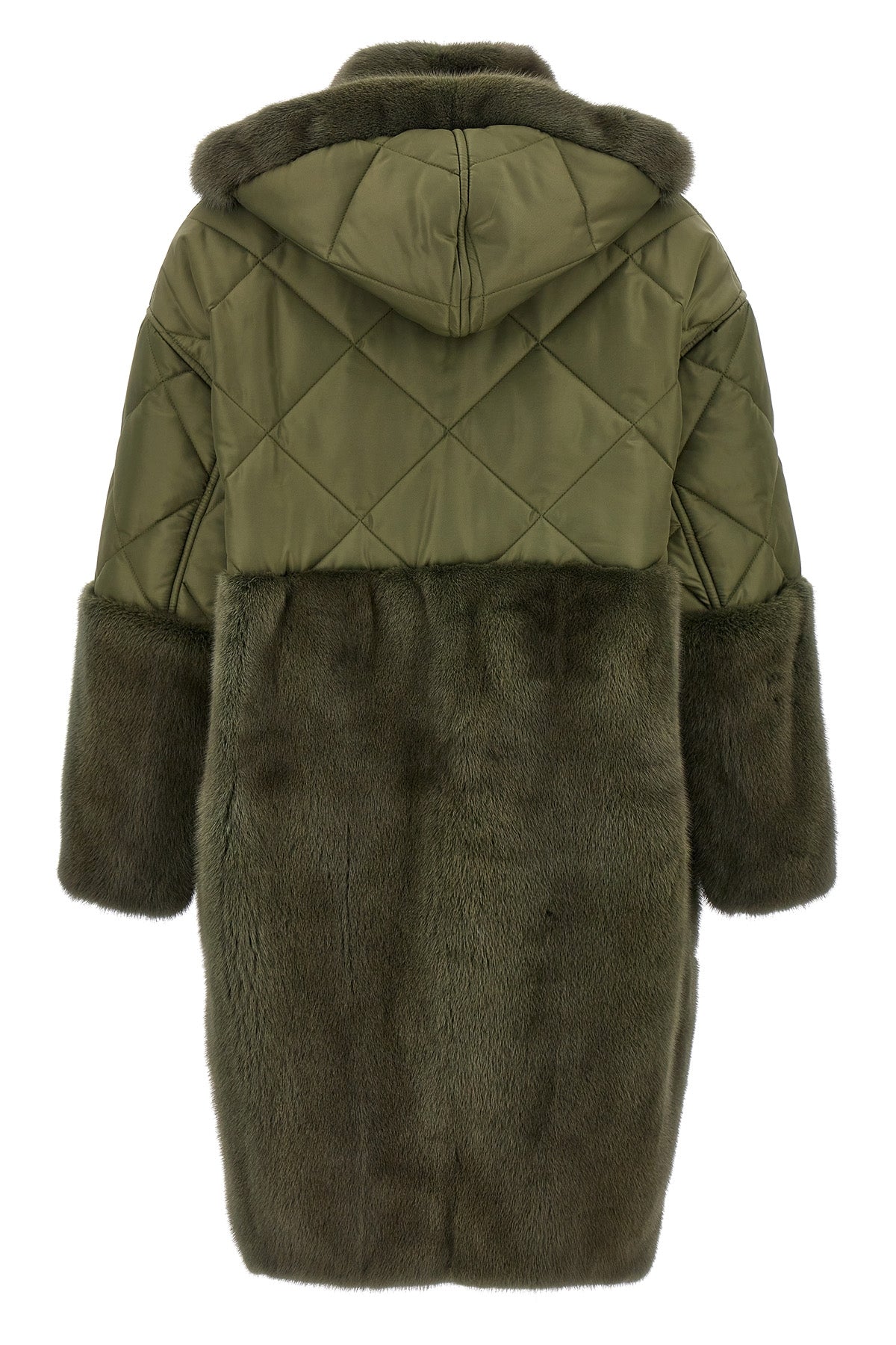 BLANCHA 40 long nylon diamond-visone quilted nylon down jacket