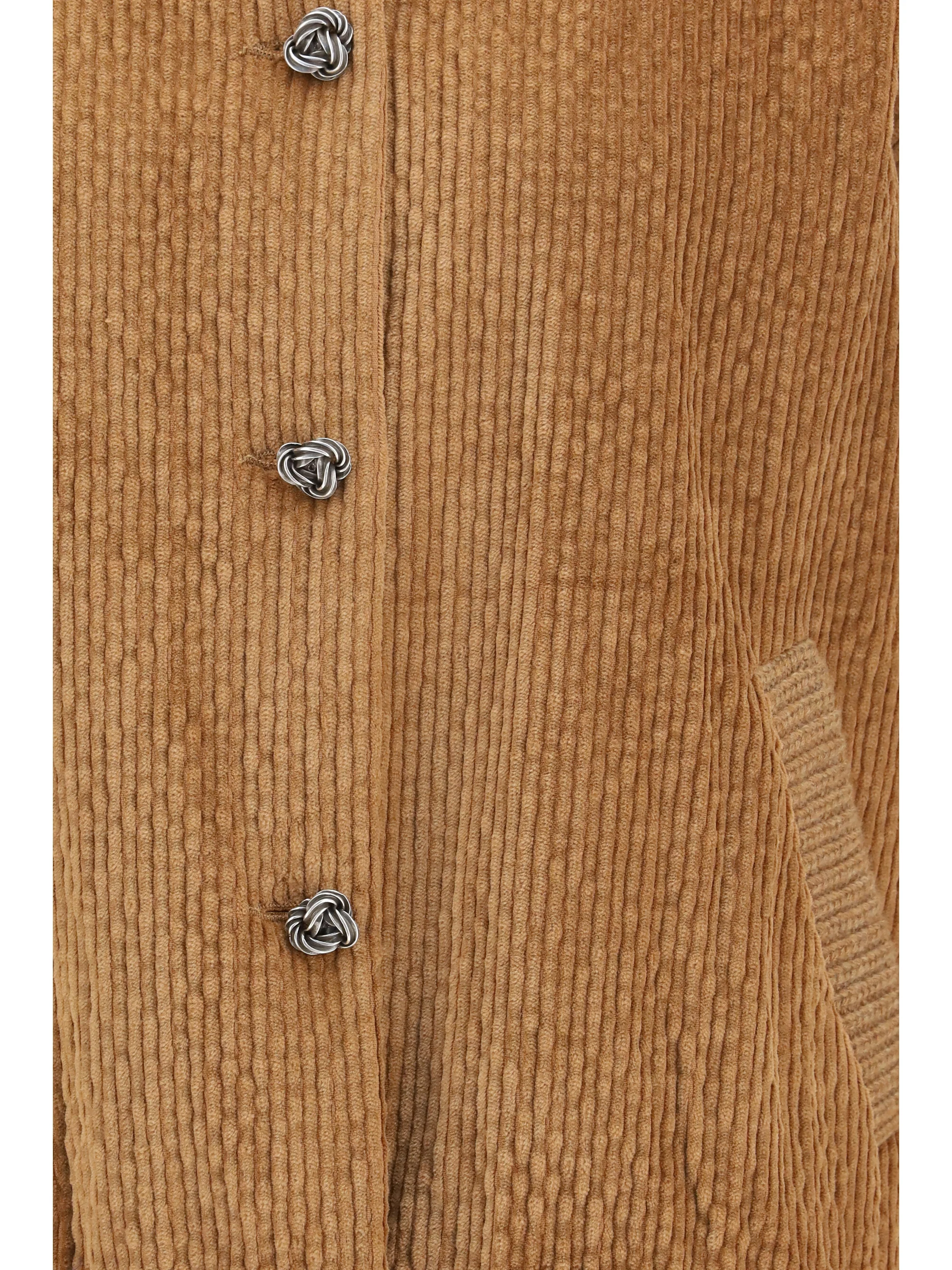 corduroy jacket with embellished button closure