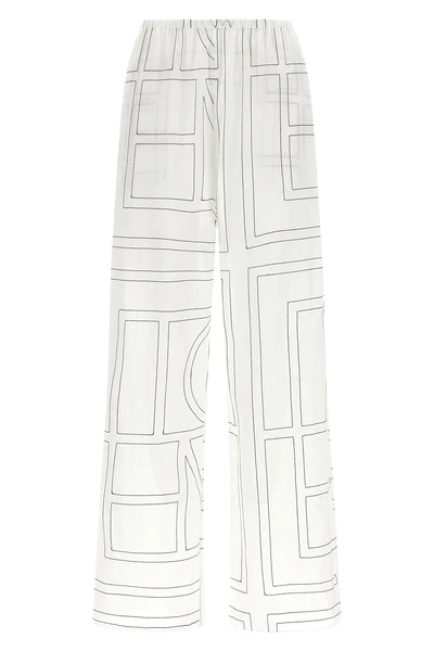 toteme light cotton blend pants embroidered