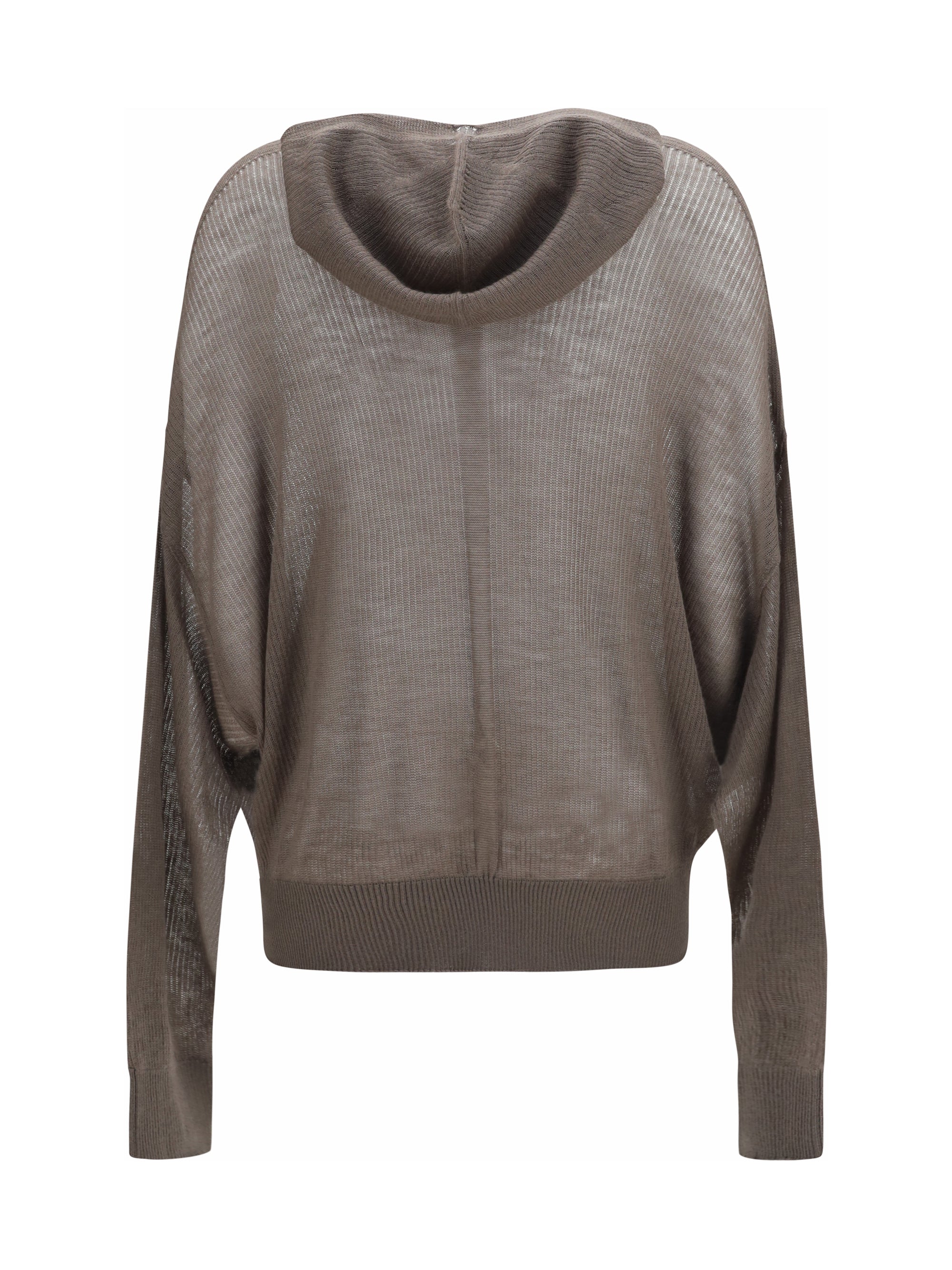 semi-sheer knit hoodie