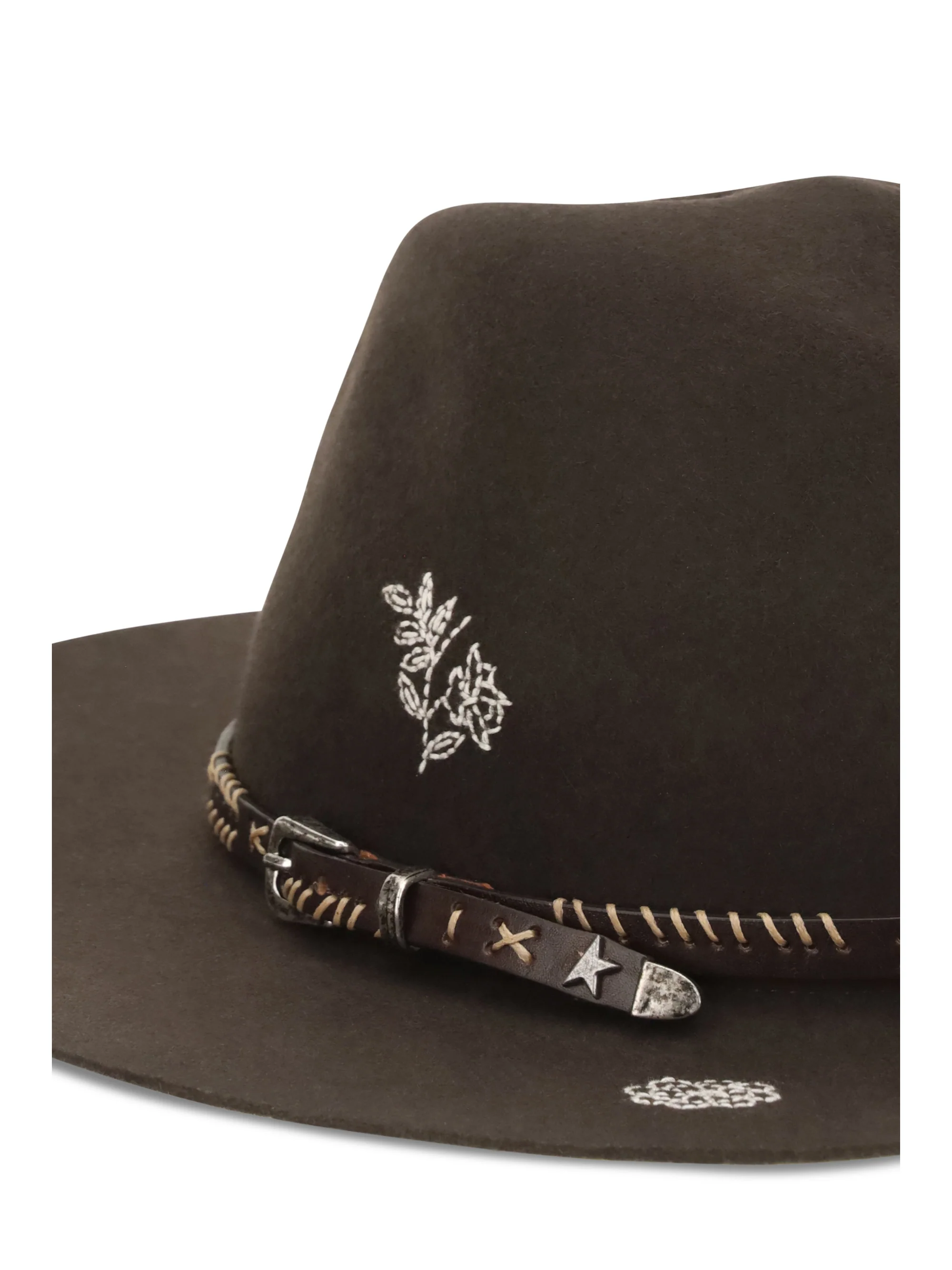 embroidered wool fedora