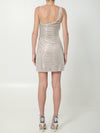 silver rhinestone draped mini dress