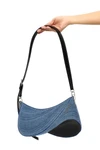 medium denim spiral curve 01 shoulder bag in denim and leather