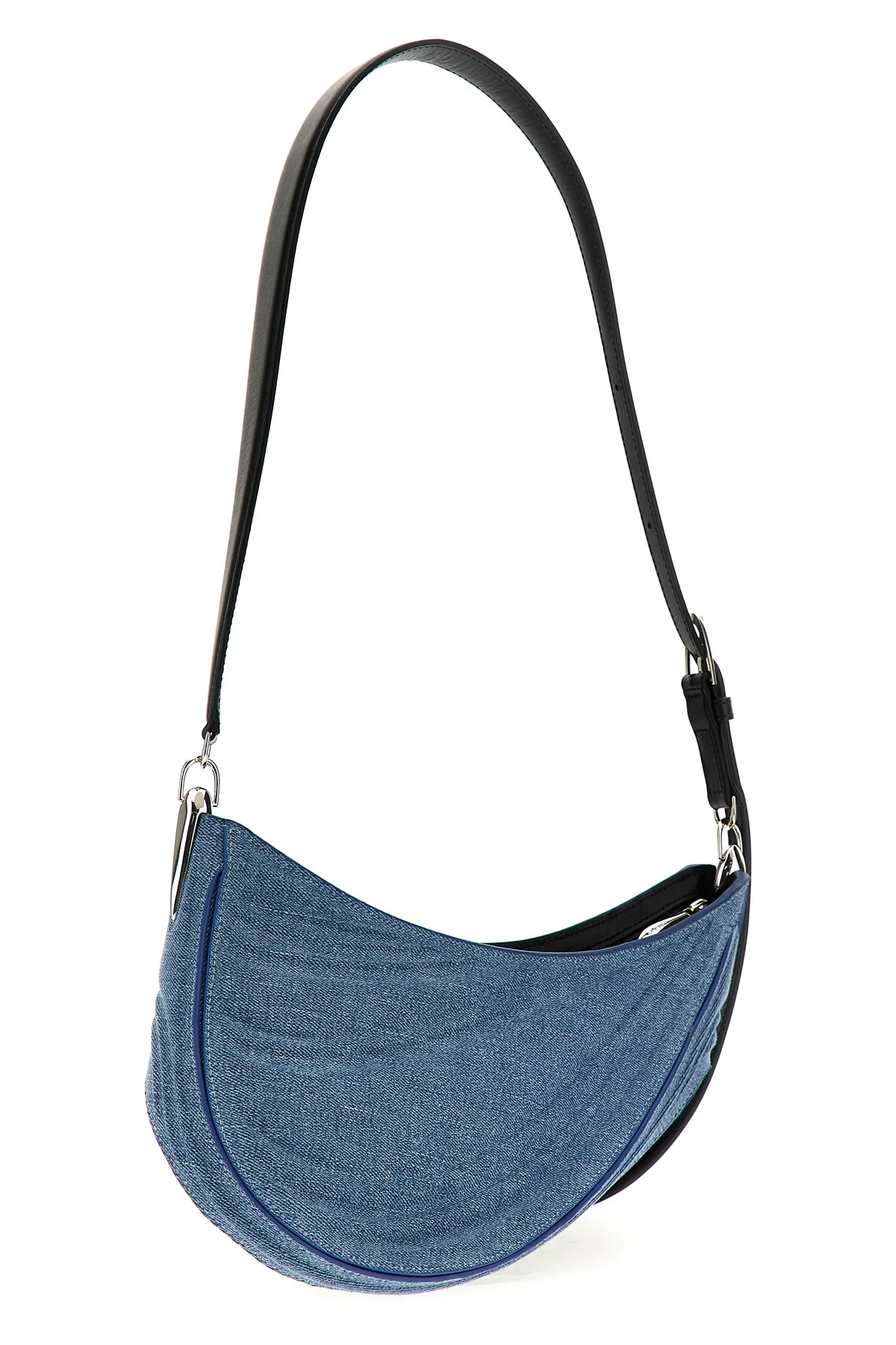 medium denim spiral curve 01 shoulder bag in denim and leather