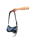 small denim spiral curve 01 shoulder bag in cotton and leather denim