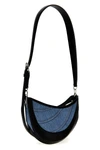 small denim spiral curve 01 shoulder bag in cotton and leather denim