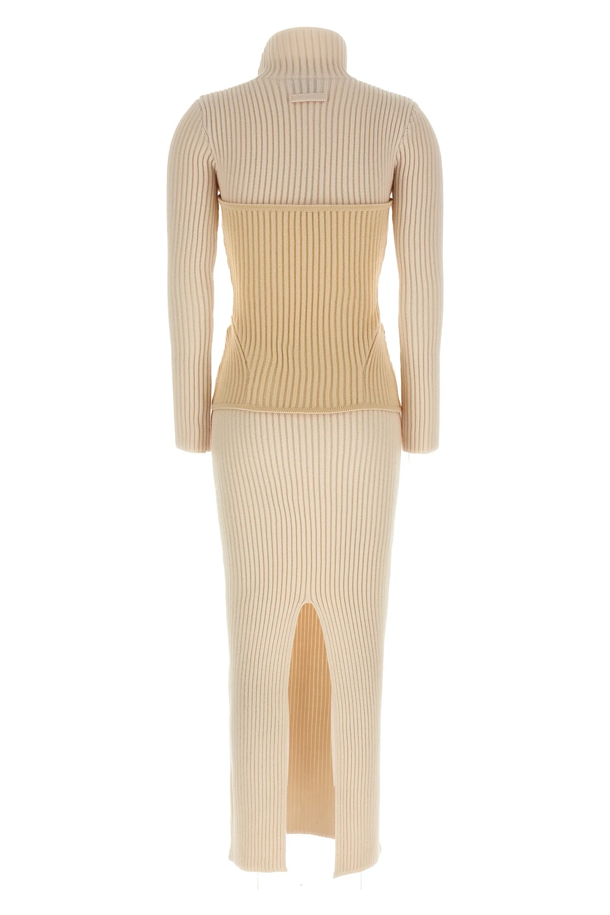 long dress in ribbed merino wool
