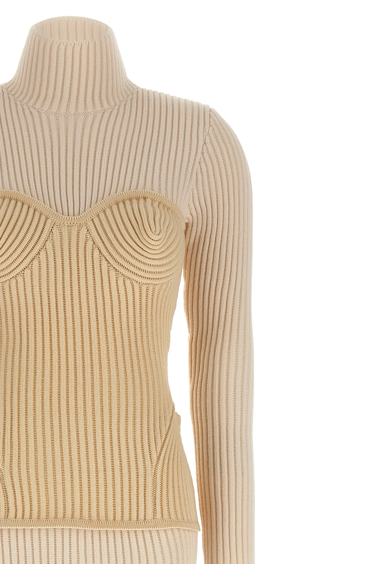 long dress in ribbed merino wool