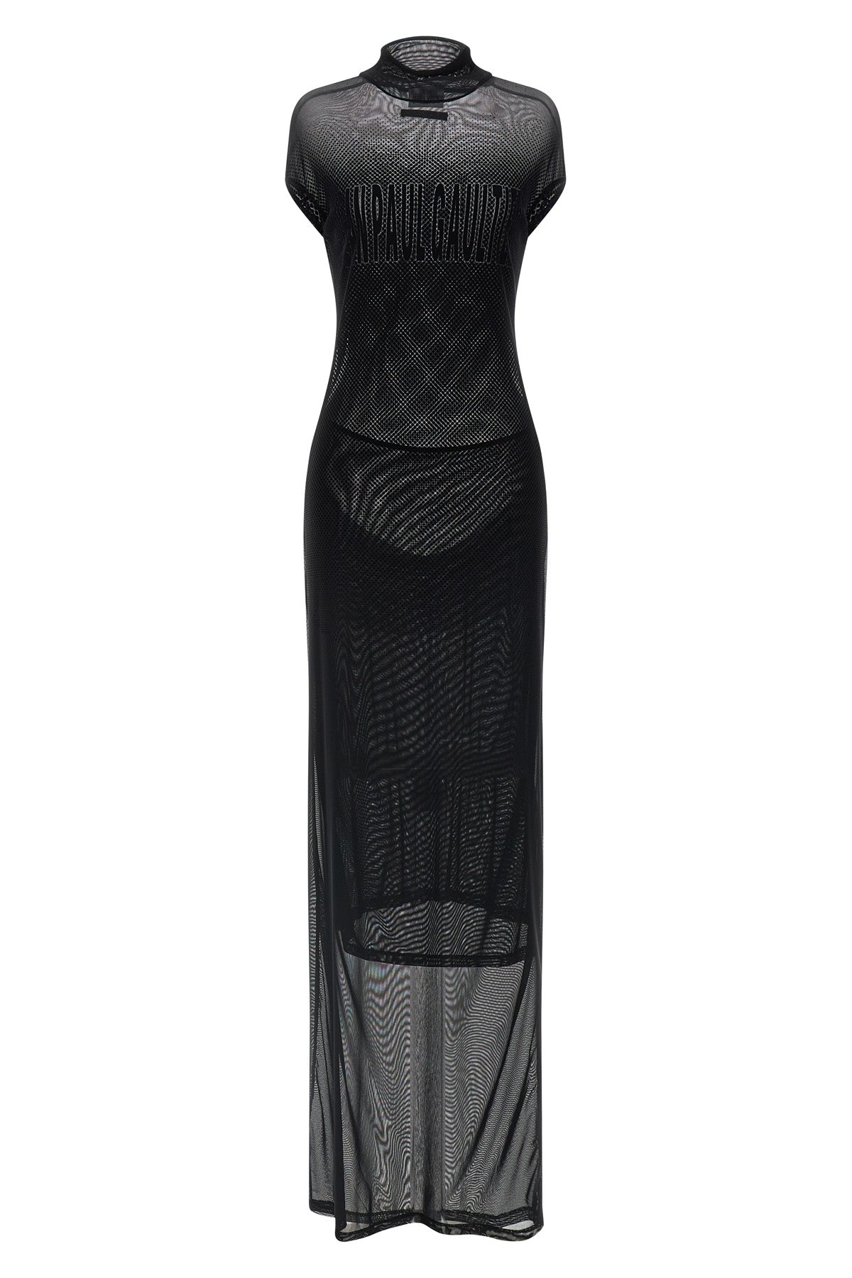 JEAN PAUL GAULTIER S long sleeveless dress in semi-transparent stretch mesh