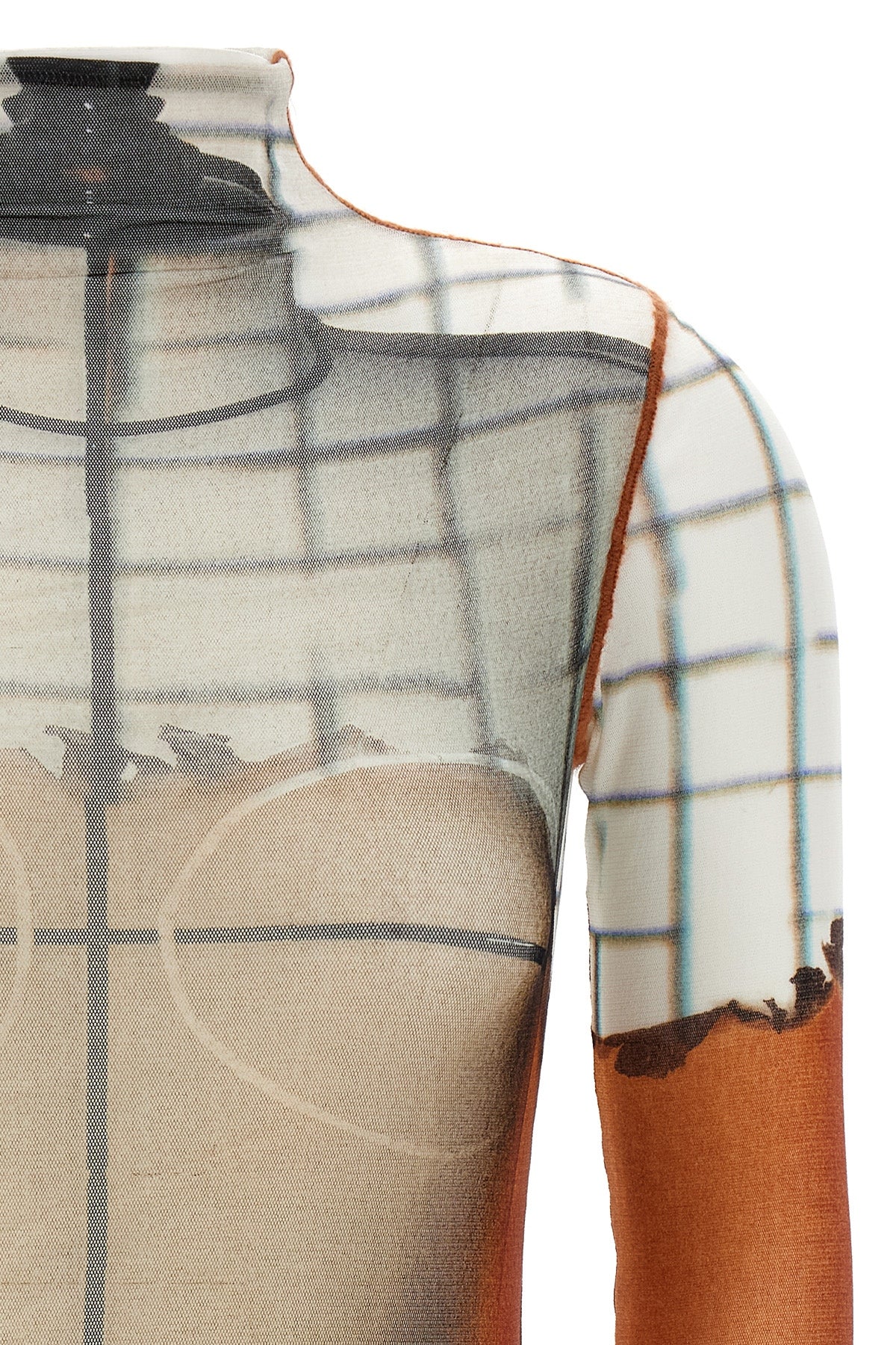all-over the fire print stretch tulle bodysuit