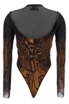 all-over the wood print stretch tulle bodysuit