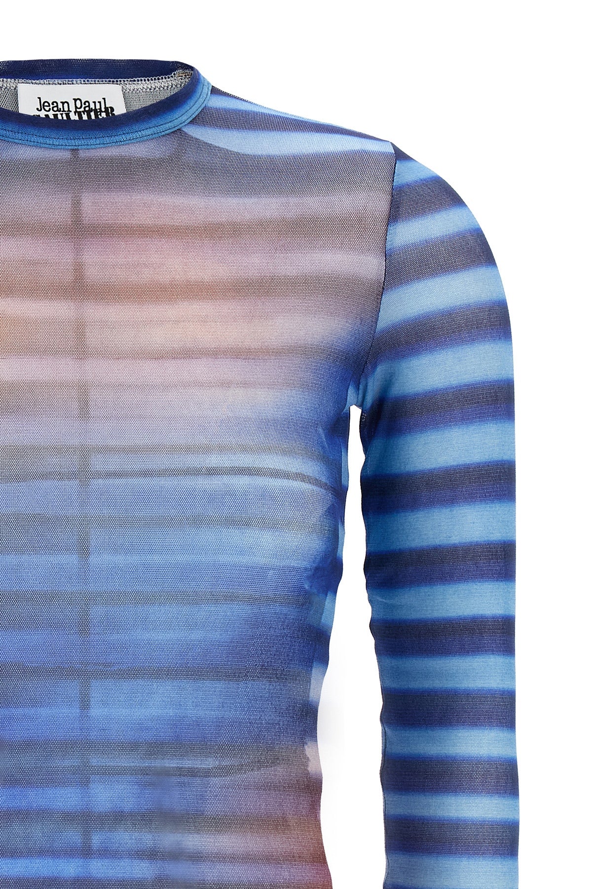 all-over air print stretch tulle top