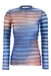all-over air print stretch tulle top
