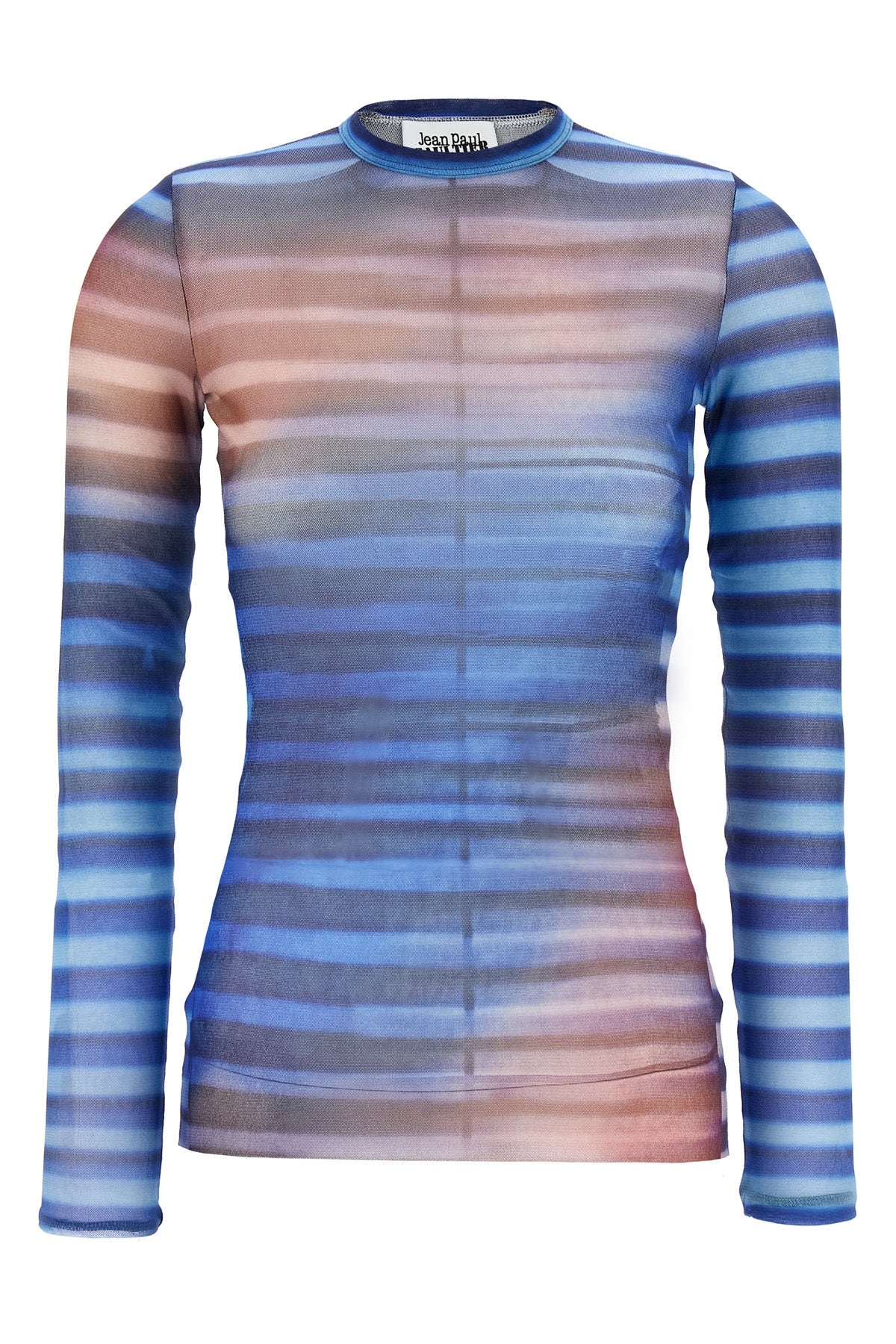 all-over air print stretch tulle top