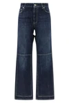 the blue cut-out stone-washed cotton denim jeans