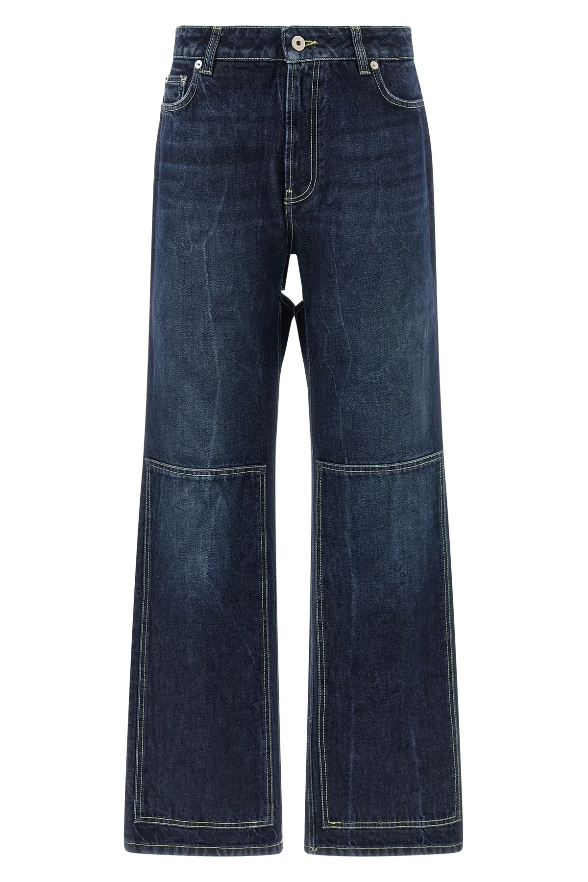 the blue cut-out stone-washed cotton denim jeans