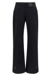the snap-button denim overdyed cotton denim jeans