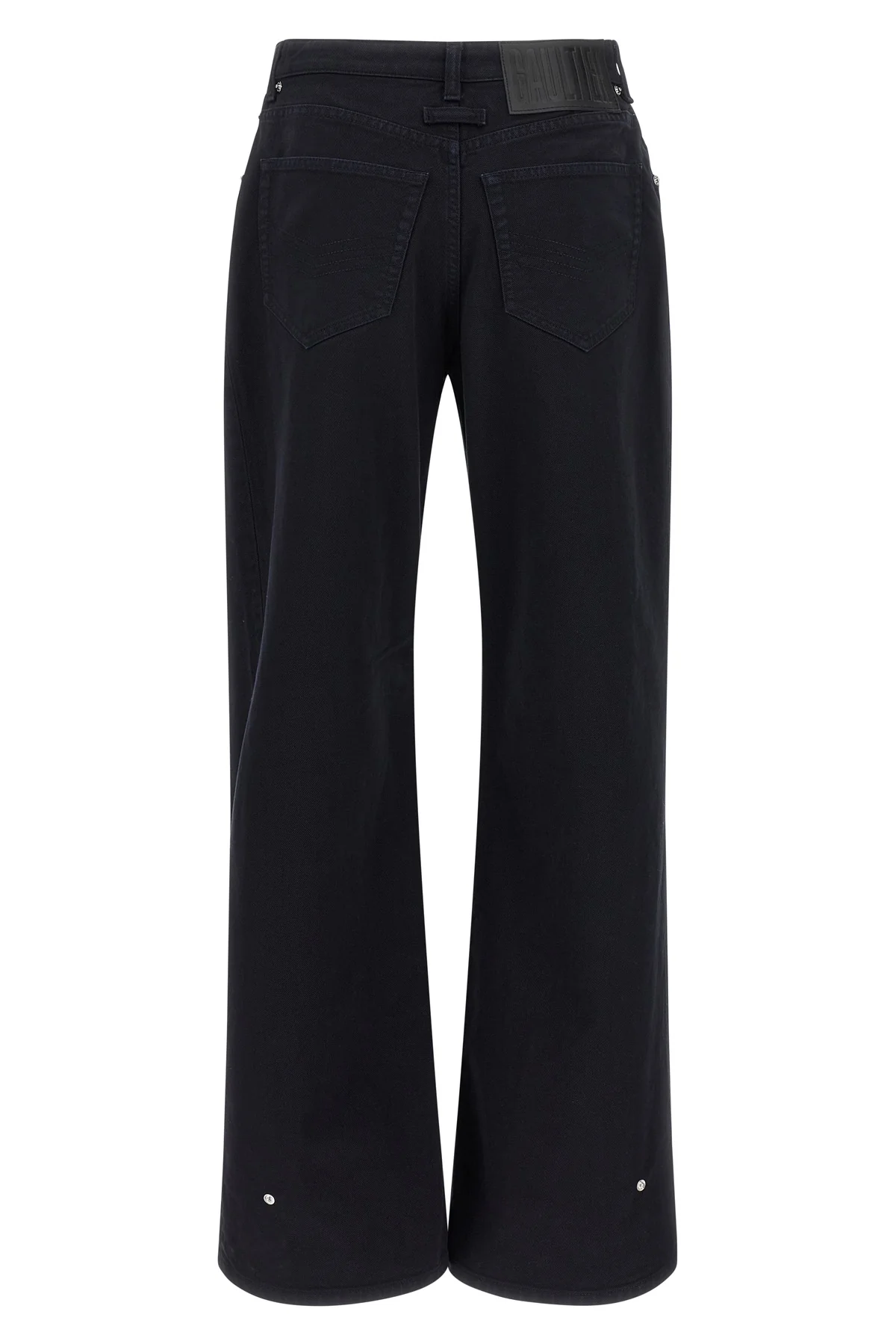 the snap-button denim overdyed cotton denim jeans