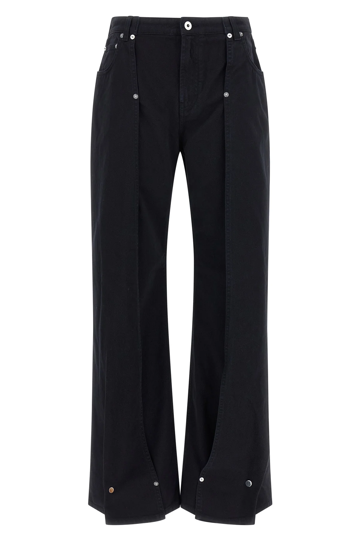 the snap-button denim overdyed cotton denim jeans