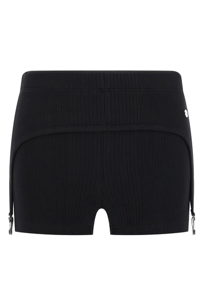 the black garter ribbed stretch cotton shorts