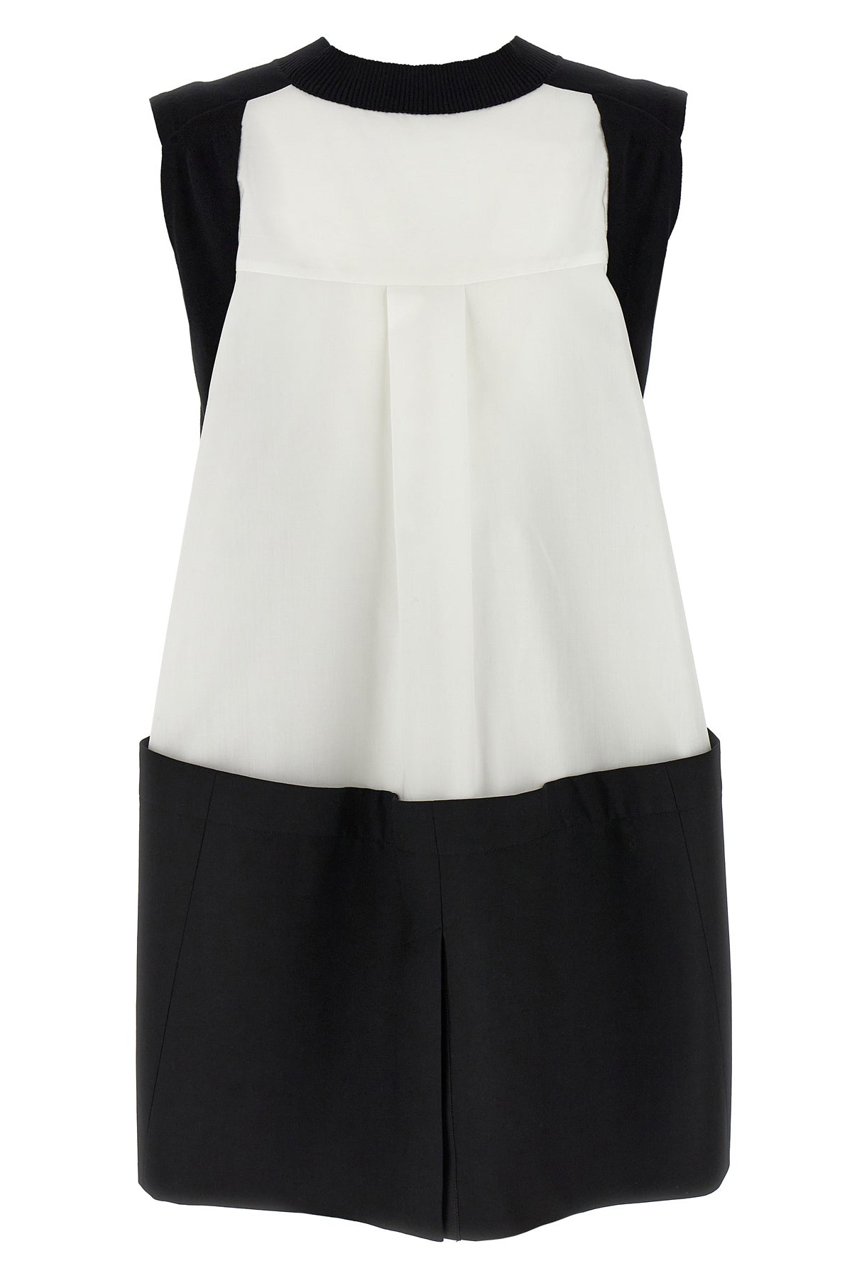 SACAI 1 asymmetrical knit and cotton poplin vest