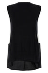 asymmetrical knit and cotton poplin vest