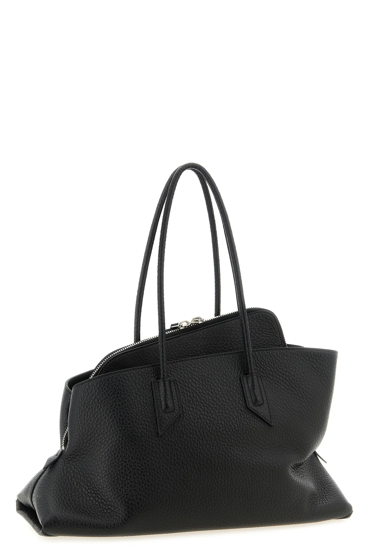 the attico la passeggiata medium shoulder bag is made of fine black hammered c