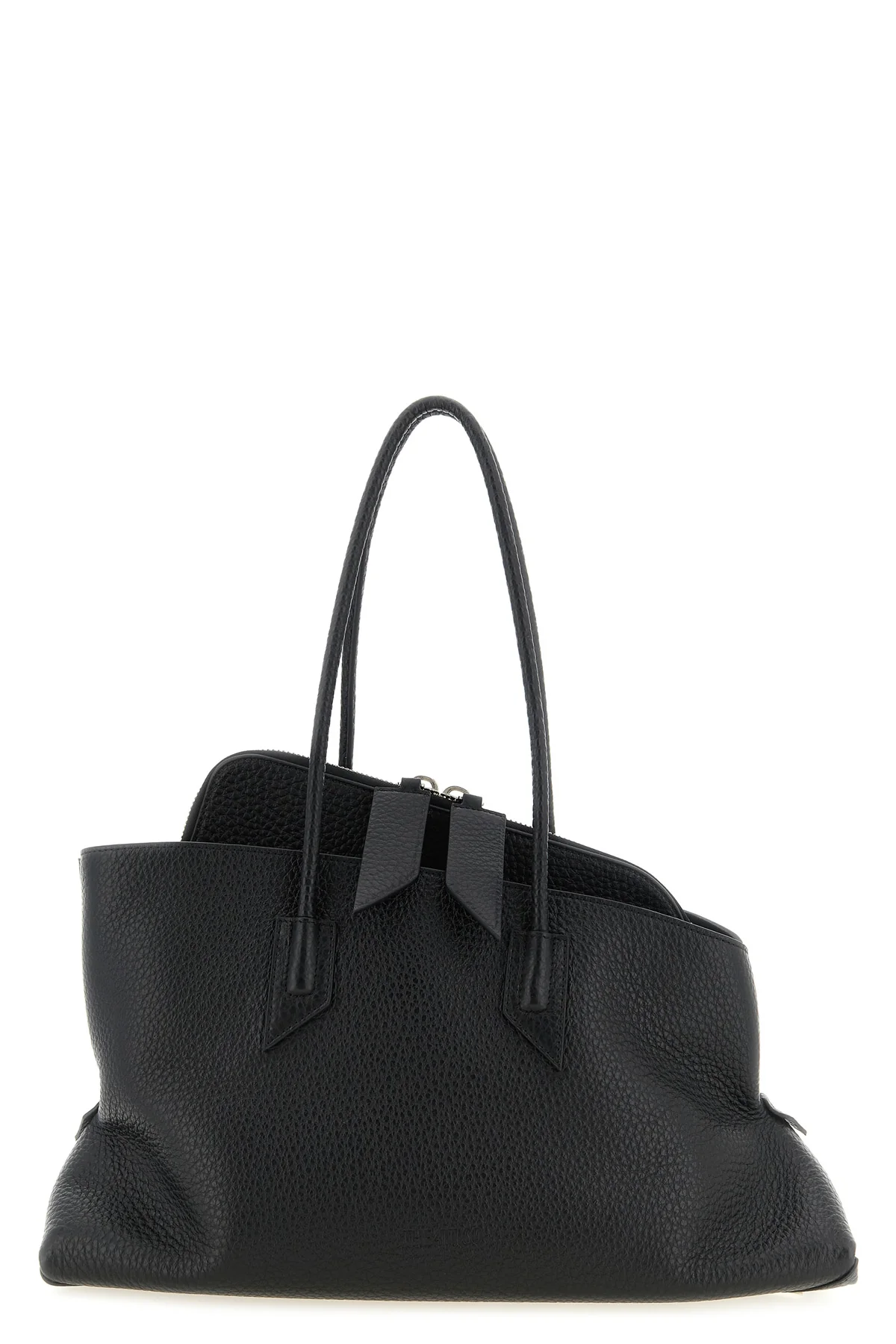 the attico la passeggiata medium shoulder bag is made of fine black hammered c