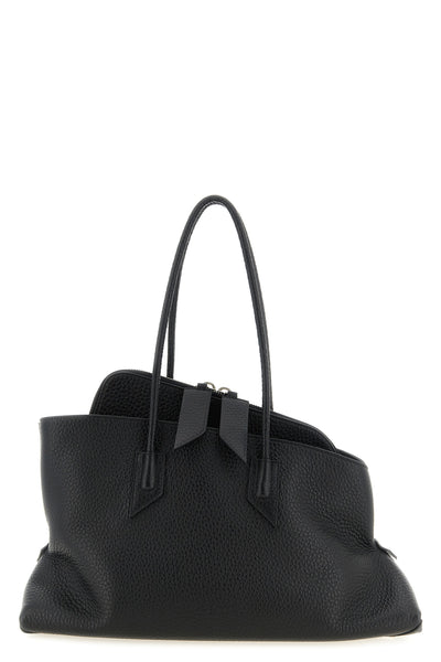 the attico la passeggiata medium shoulder bag is made of fine black hammered c
