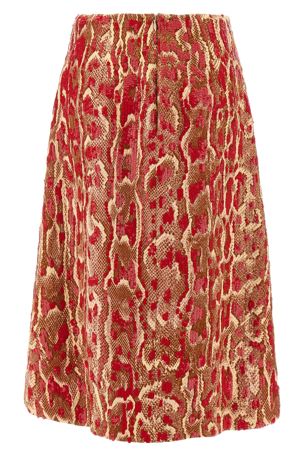 DRIES VAN NOTEN 36 shera bis midi skirt in cotton blend and snake print viscose