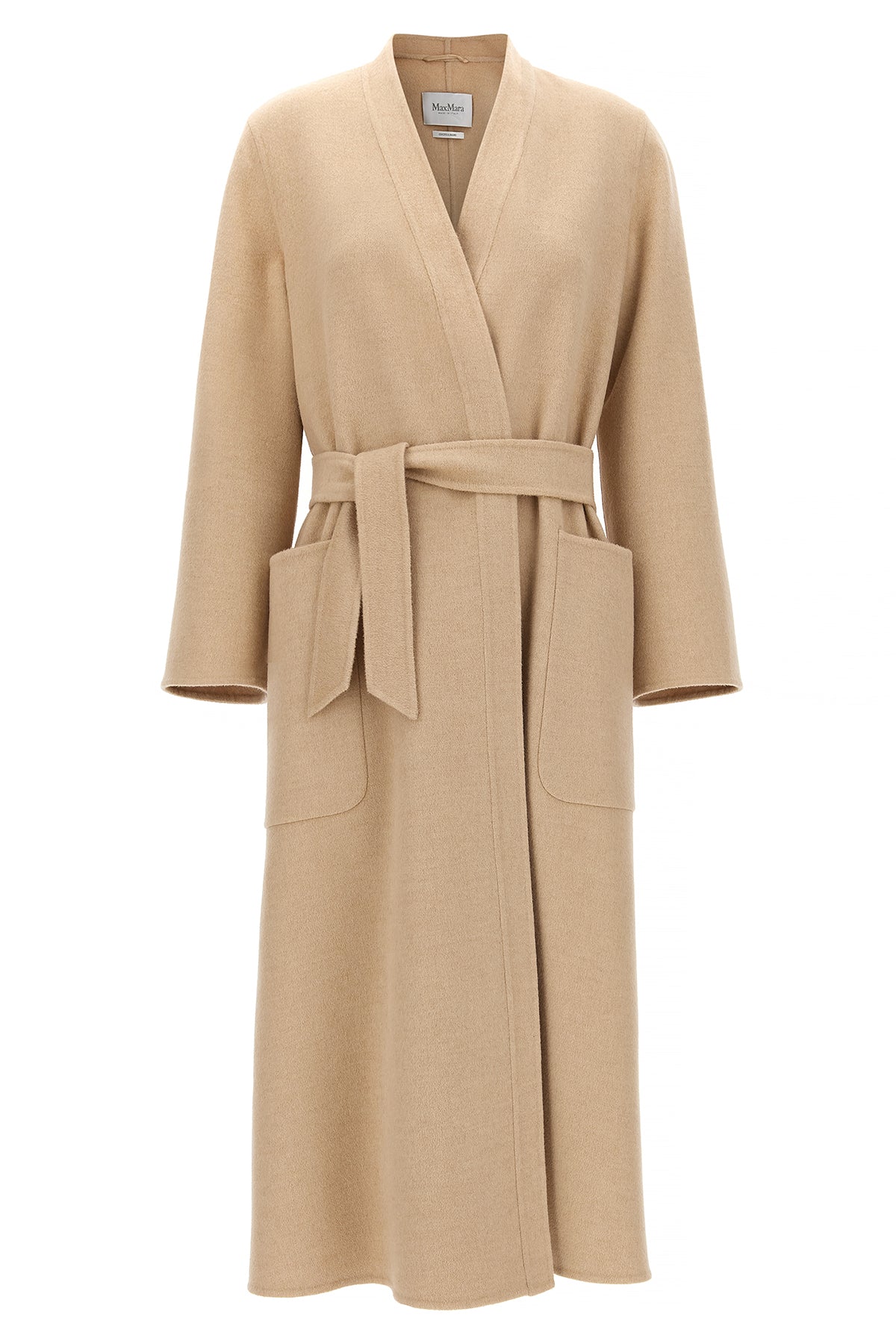 MAX MARA 38 long vezzoso coat in double drap of pure albino camel