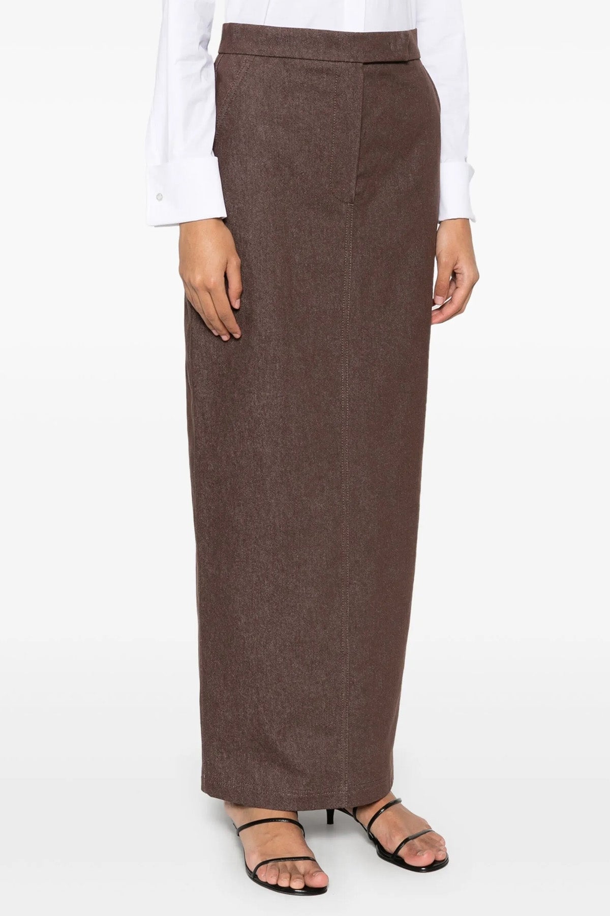 MAX MARA 40 long pianosa denim-effect cotton skirt