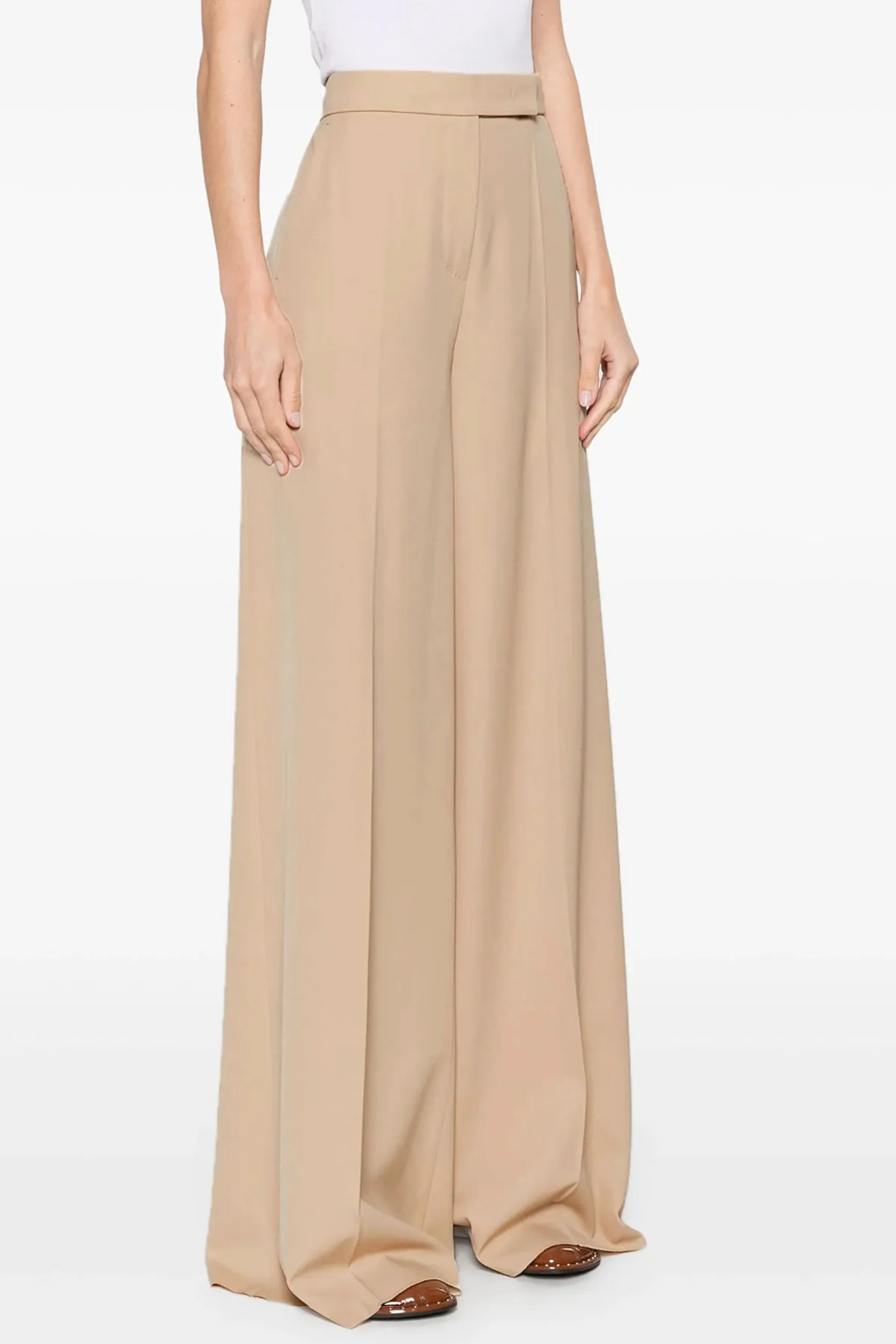 high-waisted ninfa wool gabardine pants