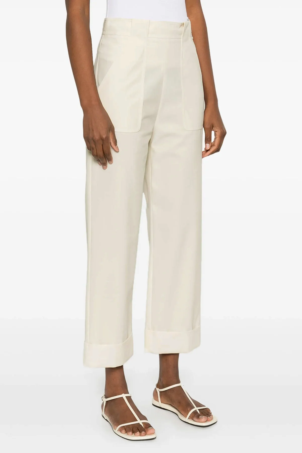 MAX MARA 42 high-waisted palio cotton gabardine trousers