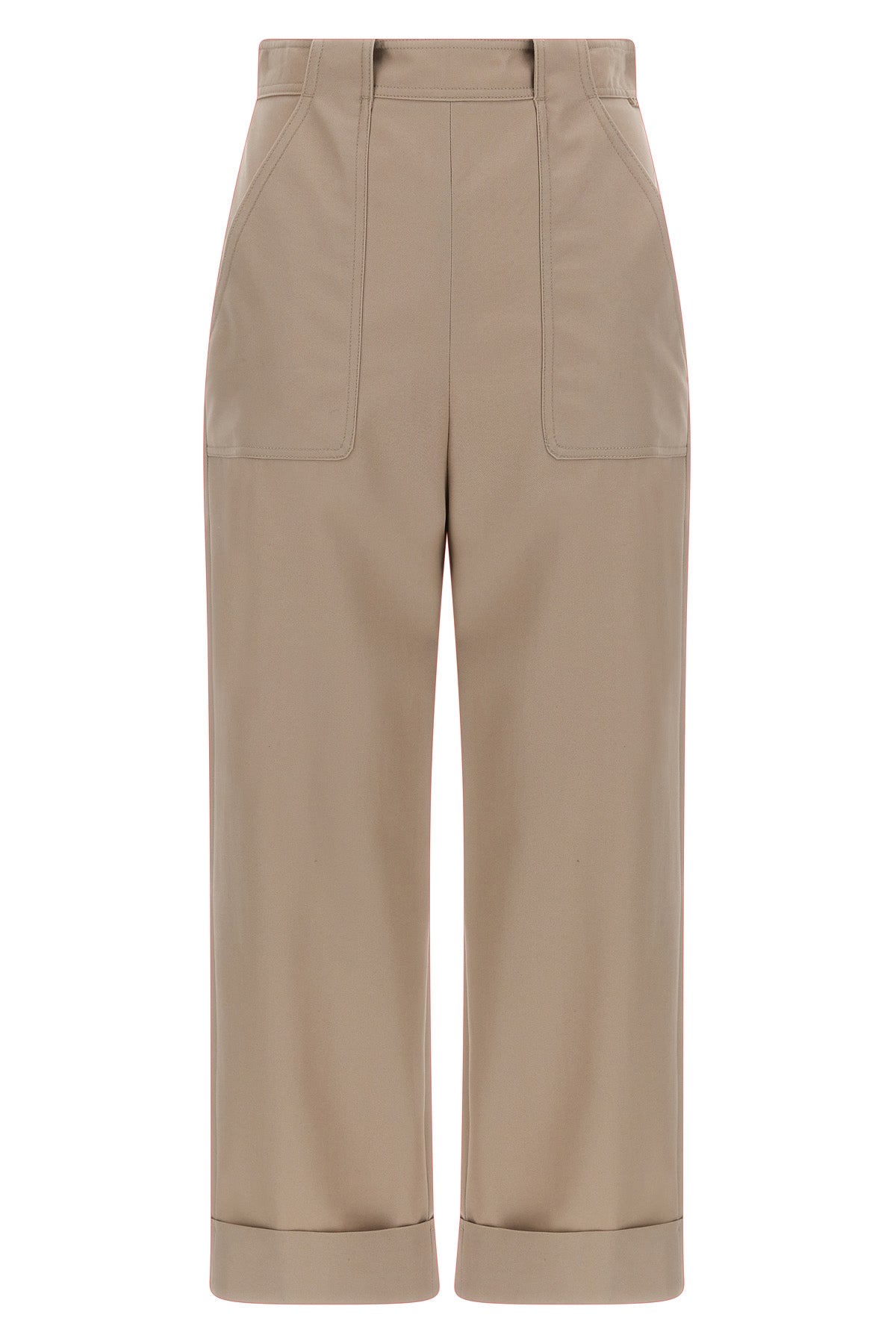 MAX MARA 40 high-waisted palio cotton gabardine trousers