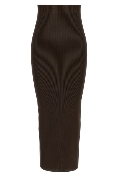 aprile1234 long skirt in ribbed stretch viscose crepe yarn