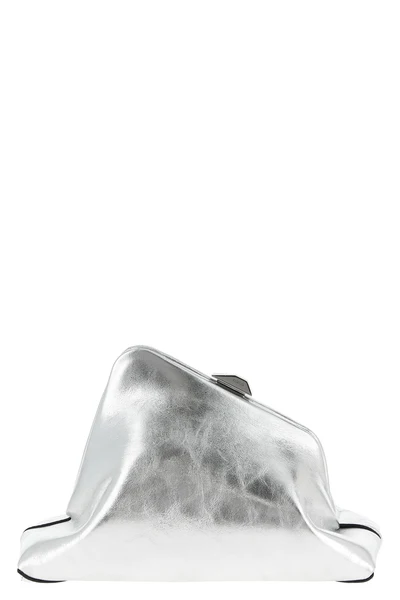 day off small craquelé laminated leather clutch