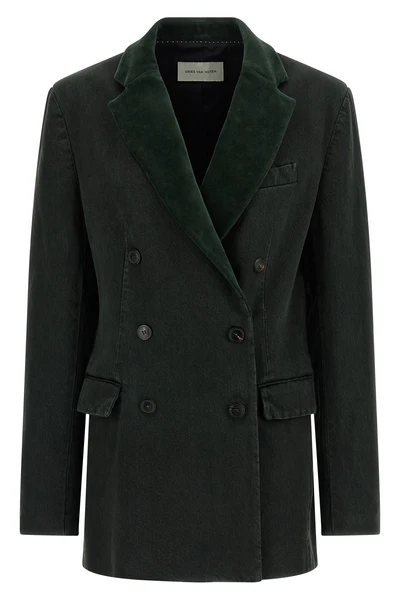 befya double-breasted stonewashed cotton denim blazer