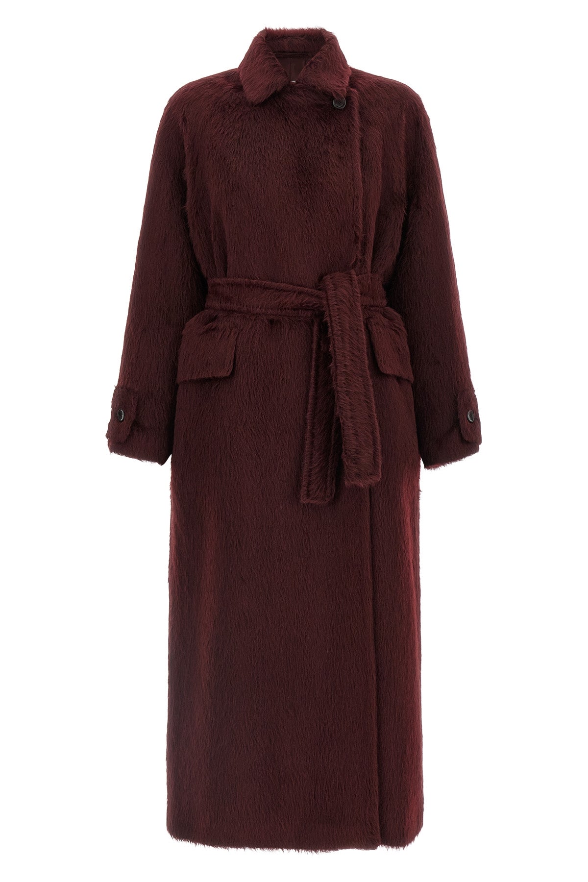 MAX MARA 40 long albata1234 coat in long-haired alpaca and wool fabric