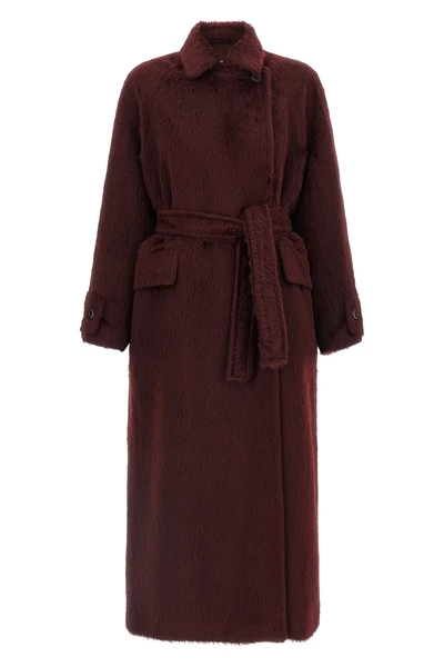 long albata1234 coat in long-haired alpaca and wool fabric