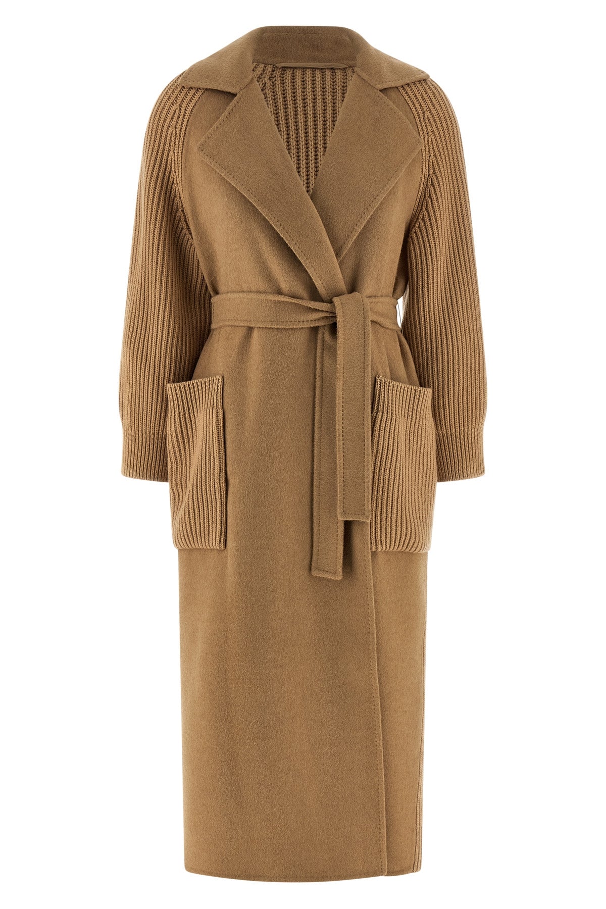 MAX MARA 40 long berard1234 coat in english ribbed wool and cashmere yarn