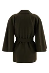 verna coat in double drap of hand-stitched baby camel finished