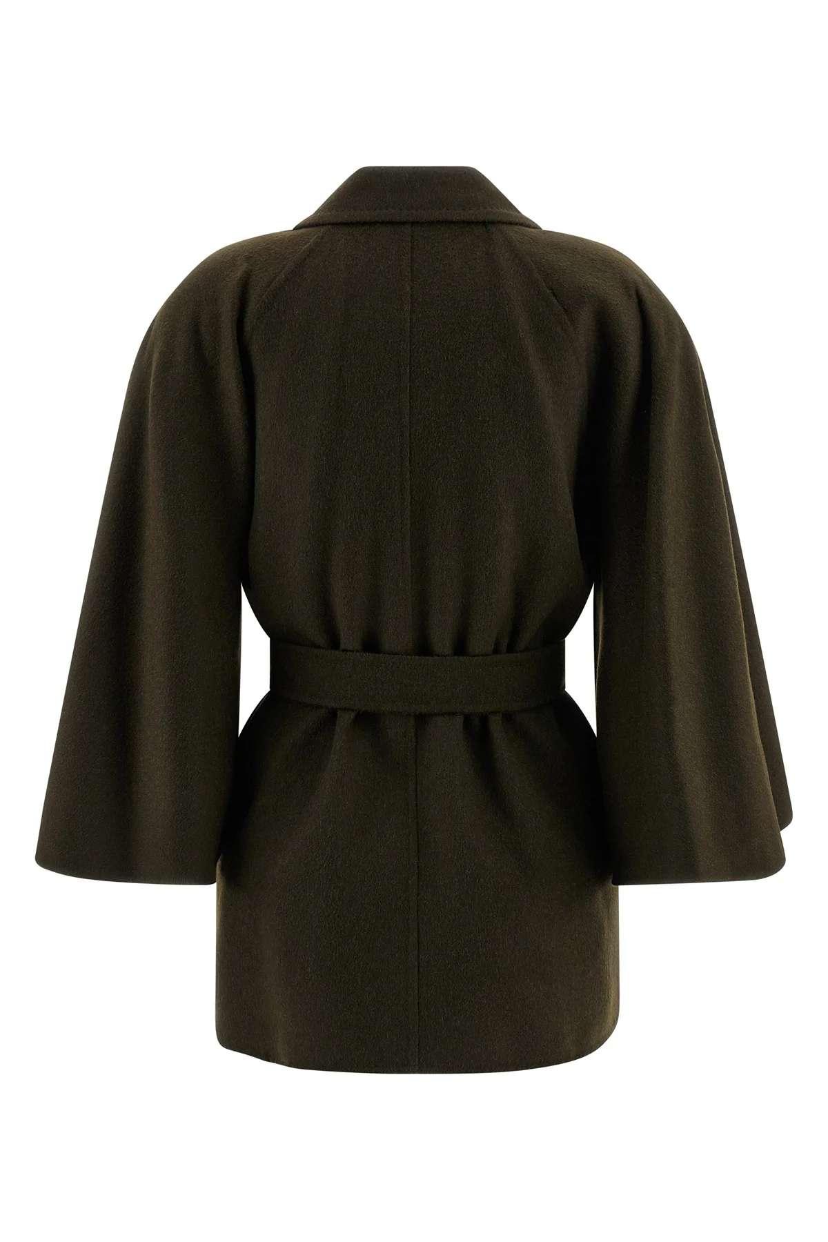 verna coat in double drap of hand-stitched baby camel finished