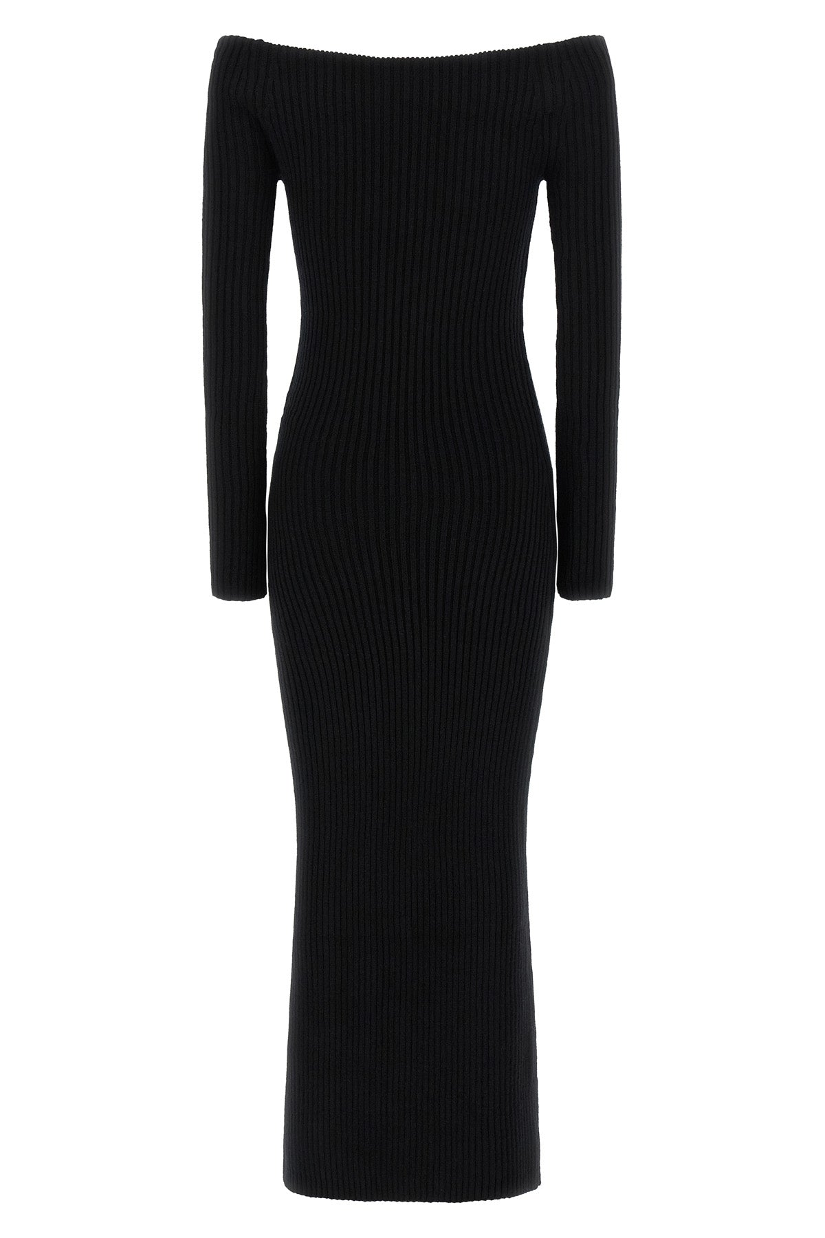 MAX MARA L arnes1234 long dress in ribbed stretch wool and cashmere yarn