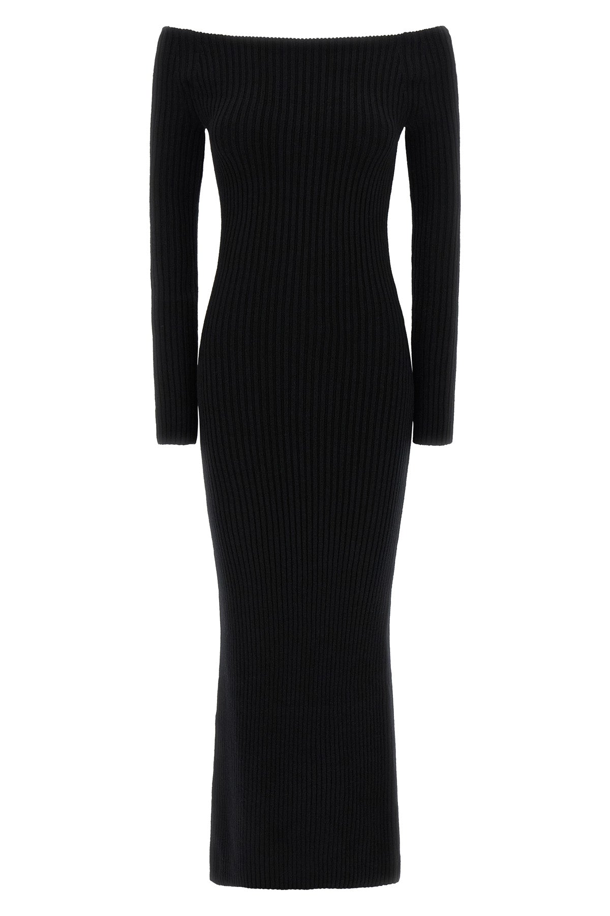 MAX MARA L arnes1234 long dress in ribbed stretch wool and cashmere yarn