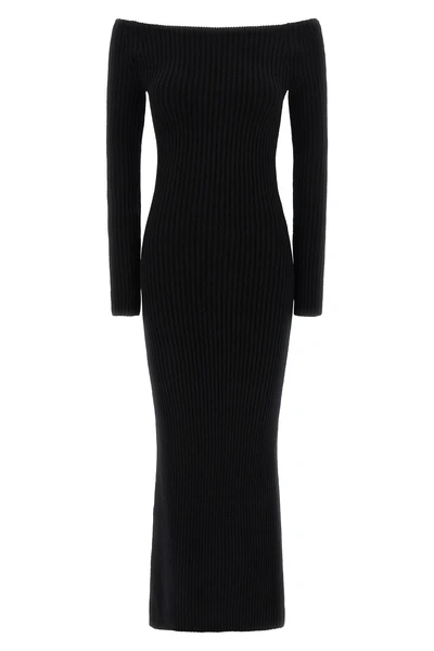 arnes1234 long dress in ribbed stretch wool and cashmere yarn