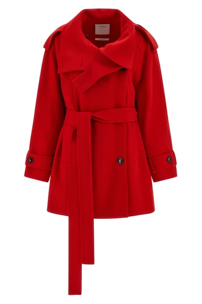 bouquet1234 short double-breasted trench coat in pure wool