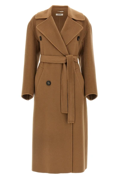 dalila long coat in double drap of pure wool sewn by hand