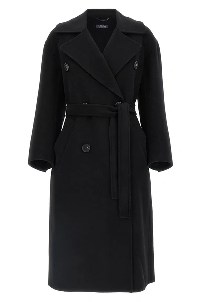 dalila long coat in double drap of pure wool sewn by hand