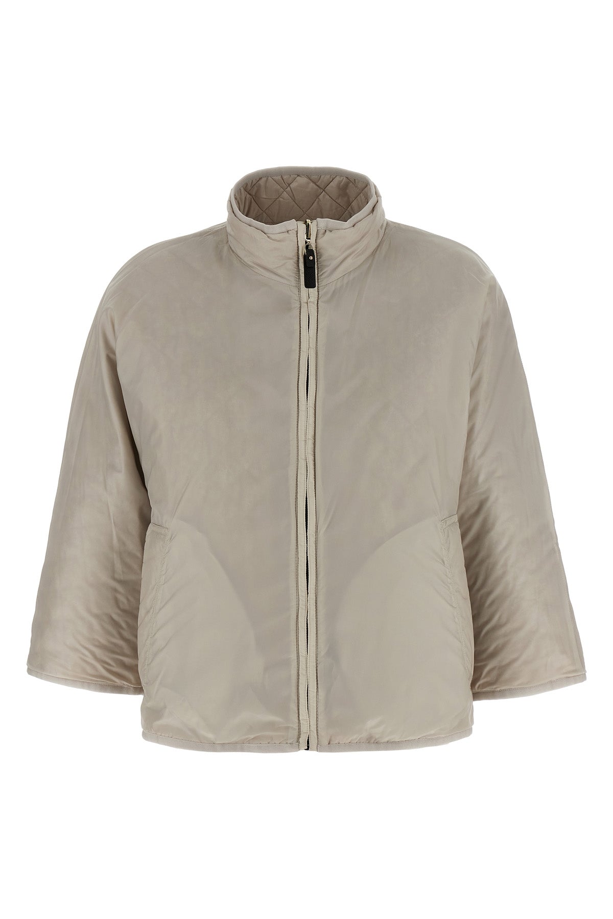 MAX MARA THE CUBE 42 short reversible cape delfina in waterproof canvas padded
